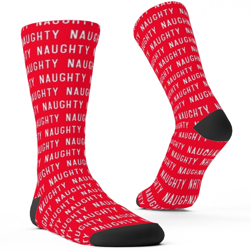 Naughty - Red Custom Socks, Red