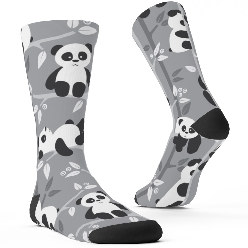 Pandas and Bamboo Custom Socks, Gray