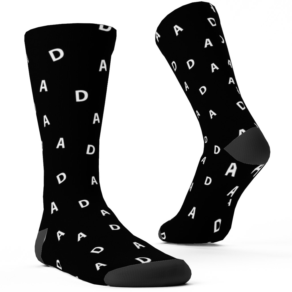 Sweet Dad Typography - Black and White Custom Socks, Black