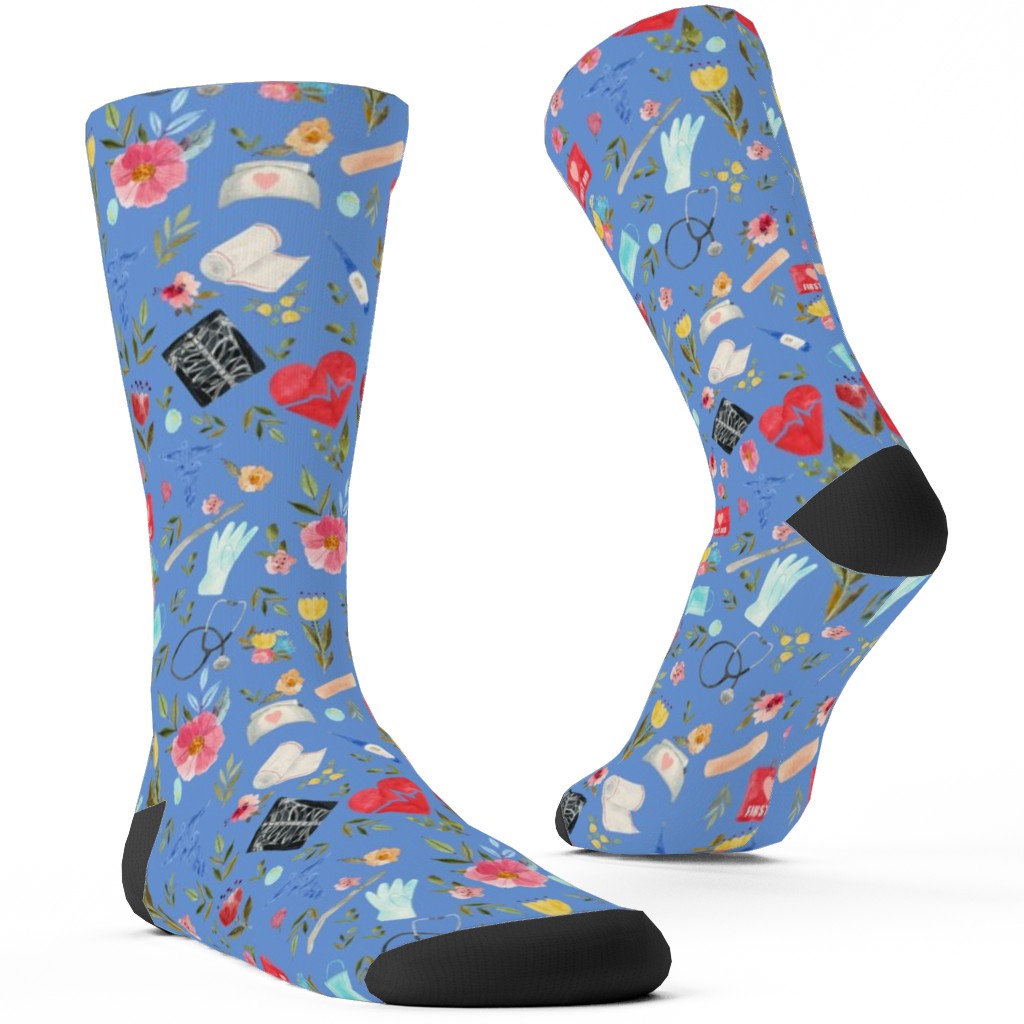 Love To Care Custom Socks, Blue, Blue Bonnet