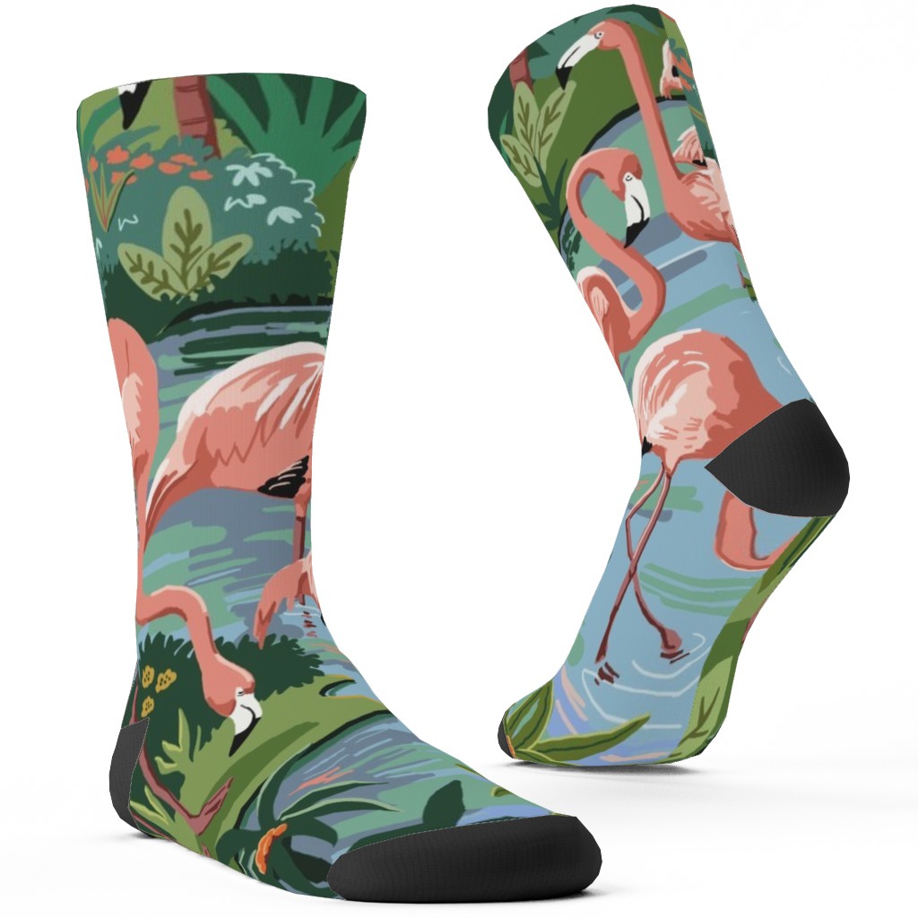 Flamingo Lagoon - Multicolor Custom Socks, Multicolor