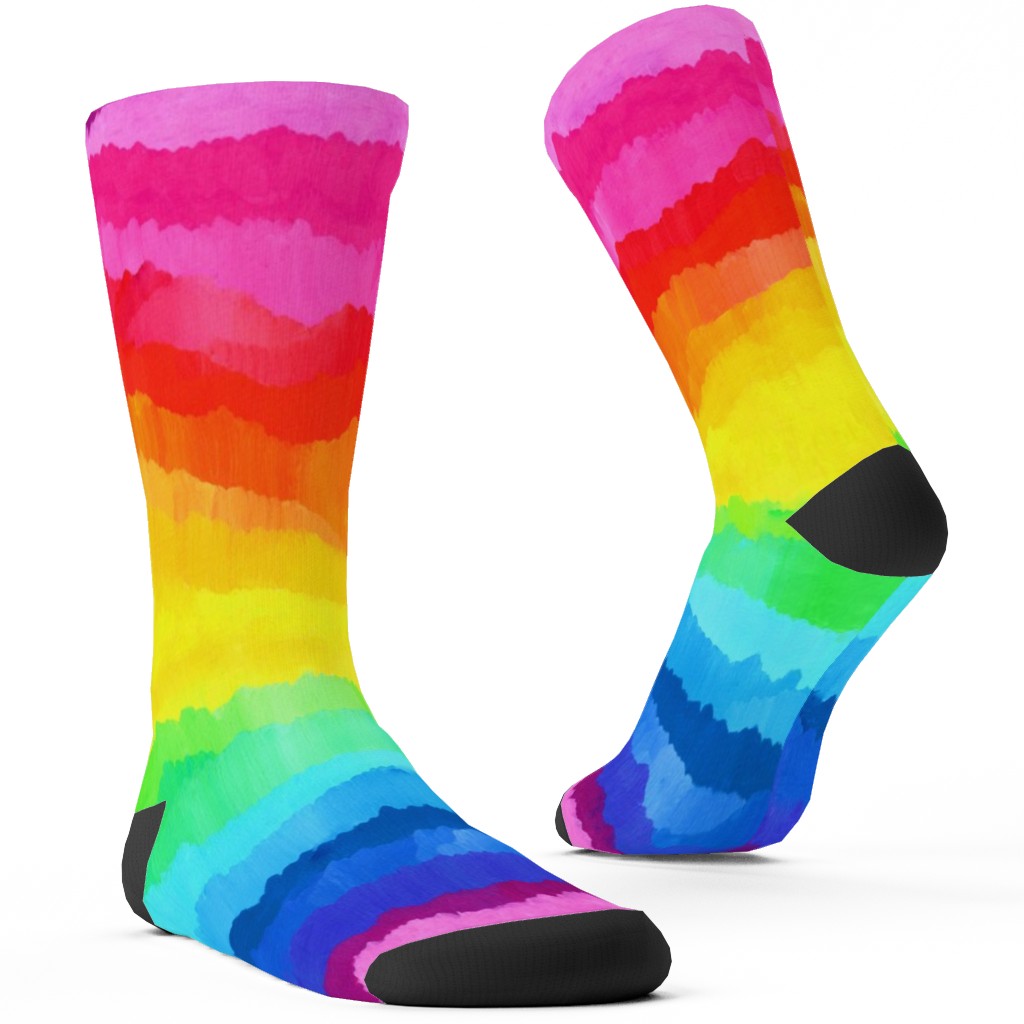 Rainbow Acrylic Waves Custom Socks, Multicolor