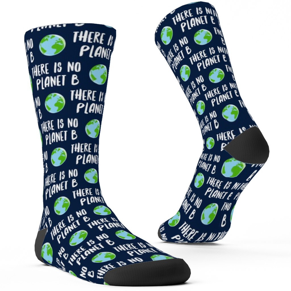 There Is No Planet B - Earth Navy Custom Socks, Green