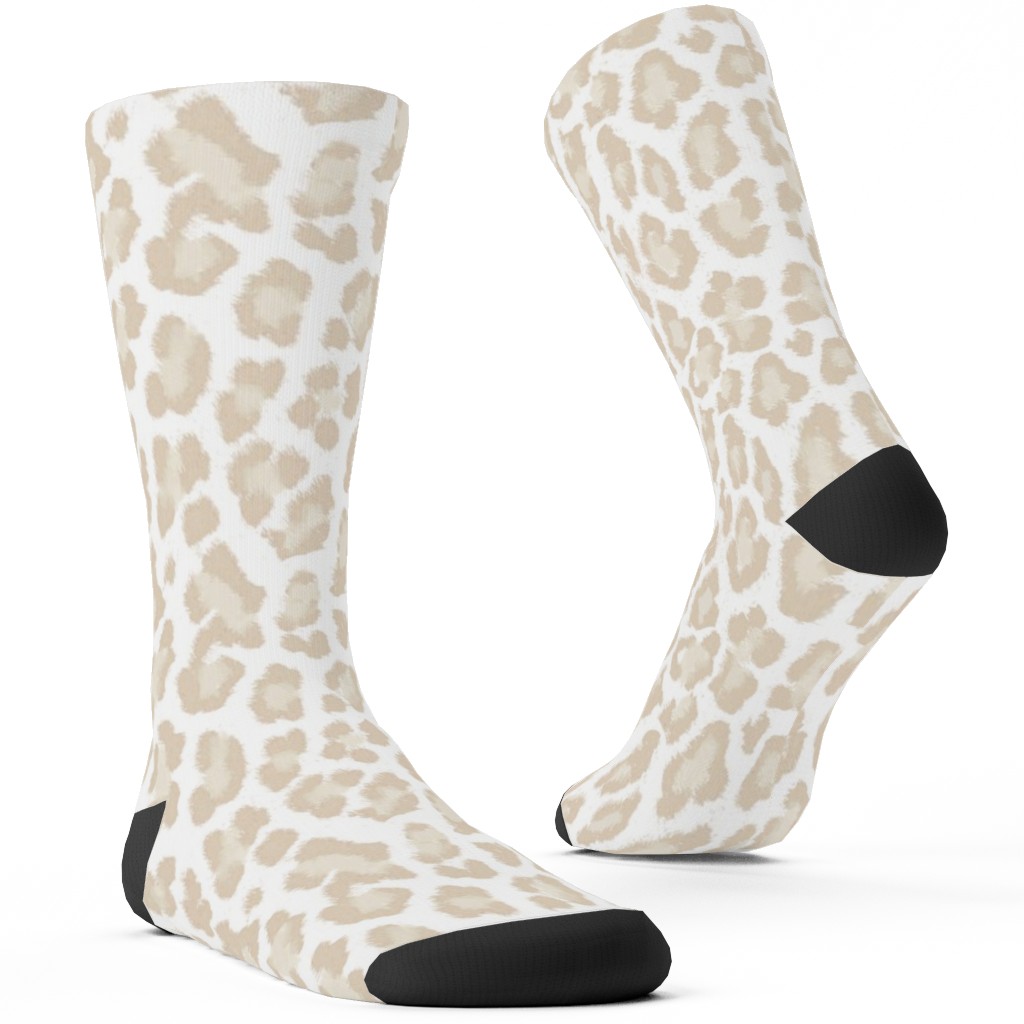 Natural Leopard - Beige Custom Socks, Beige