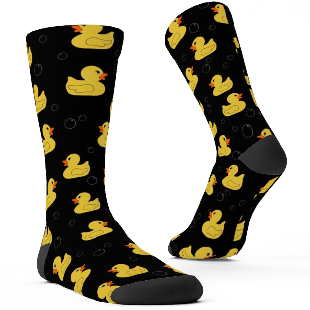 Rubber Duckie - Dark Custom Socks, Black, Black