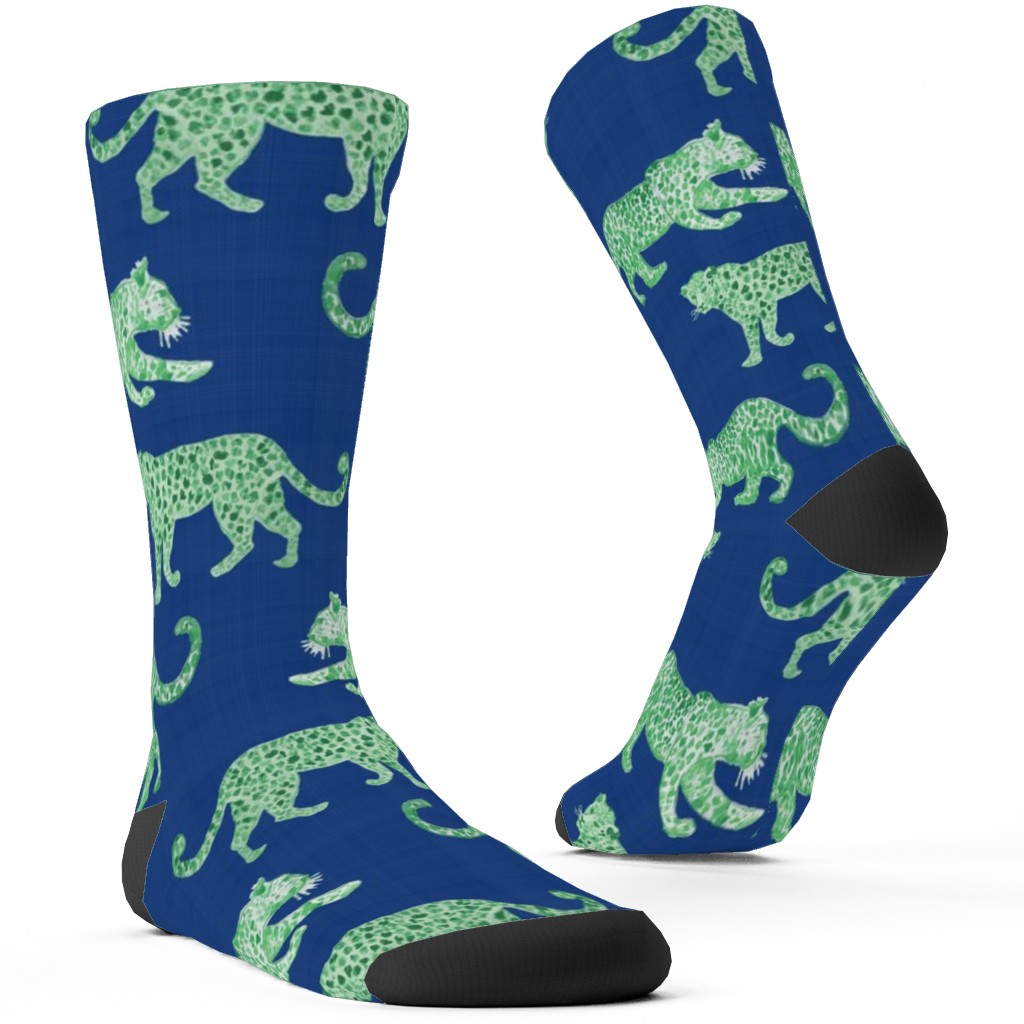 Leopard Parade Custom Socks, Blue, Deep Night