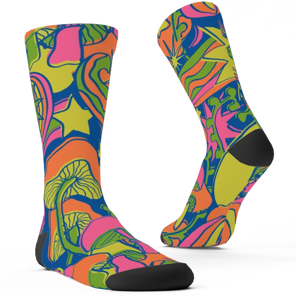Psychedelic Daydream - Neon and Blue Custom Socks, Multicolor