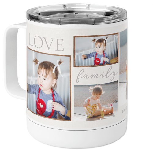 Love Family Hope Stainless Steel Mug, 10oz, Gray, stone
