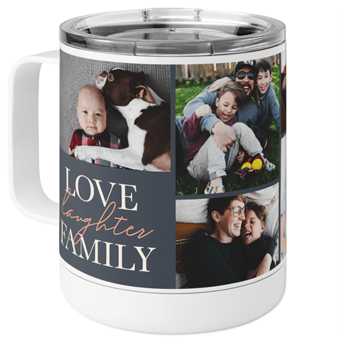Love Laughter Family Stainless Steel Mug, 10oz, Pink