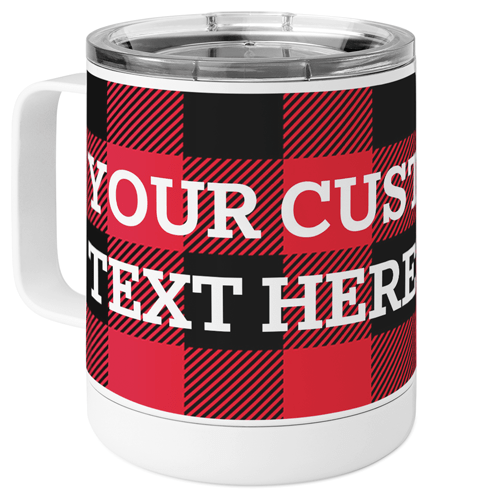 Buffalo Plaid Custom Text Stainless Steel Mug, 10oz, Multicolor