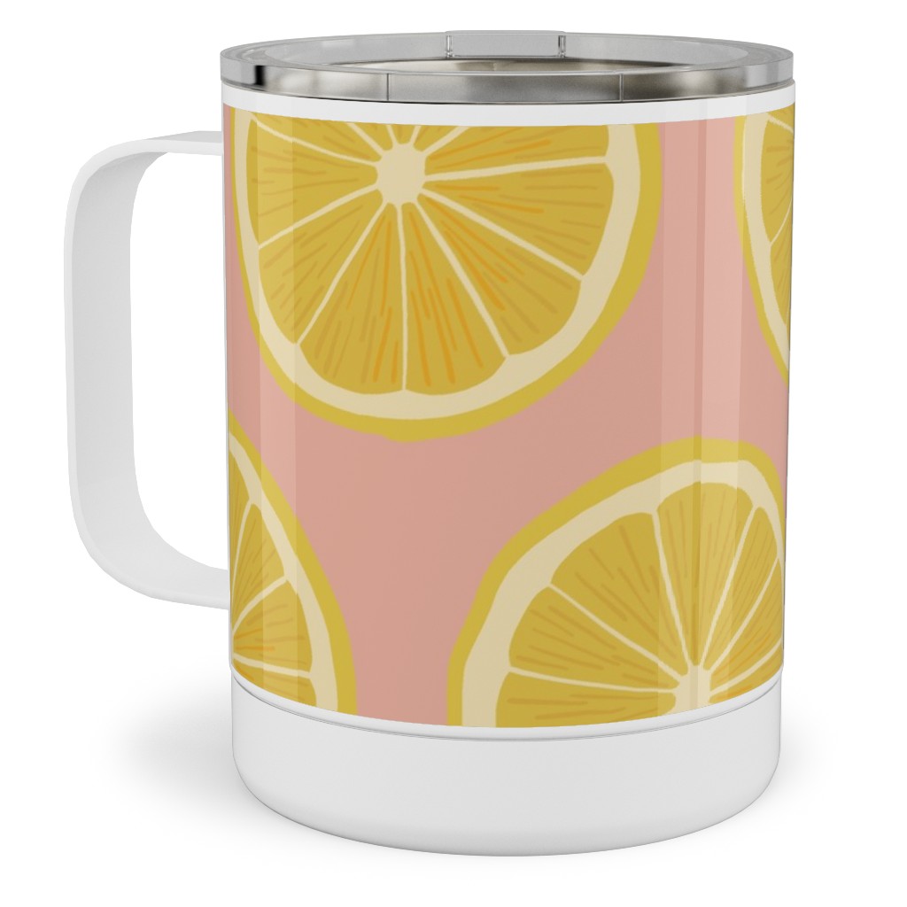 Lemon - Pink Stainless Steel Mug, 10oz, Pink
