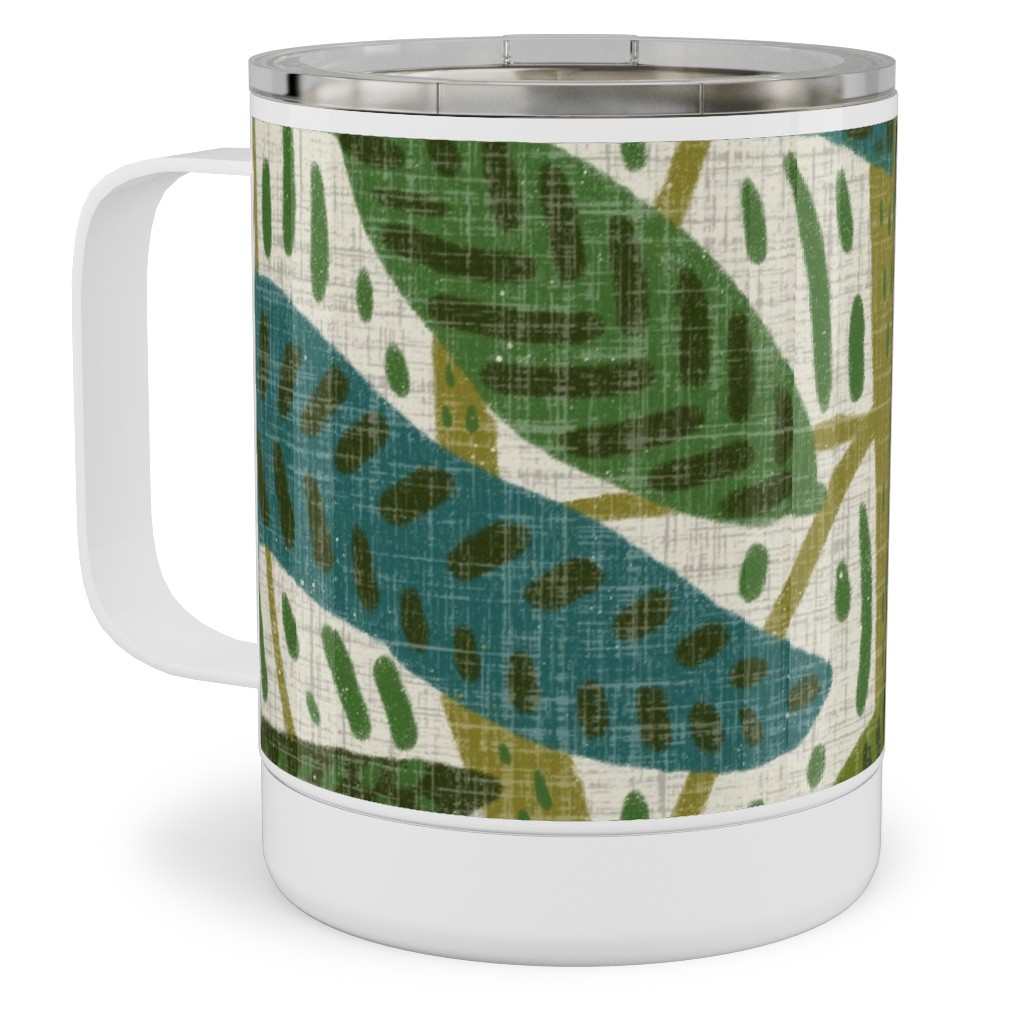 Jungle Foliage - Green Stainless Steel Mug, 10oz, Green, Classic Green