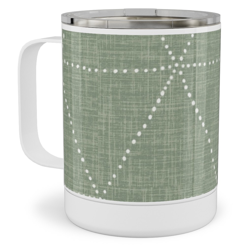 Boho Triangles - Sage Stainless Steel Mug, 10oz, Green