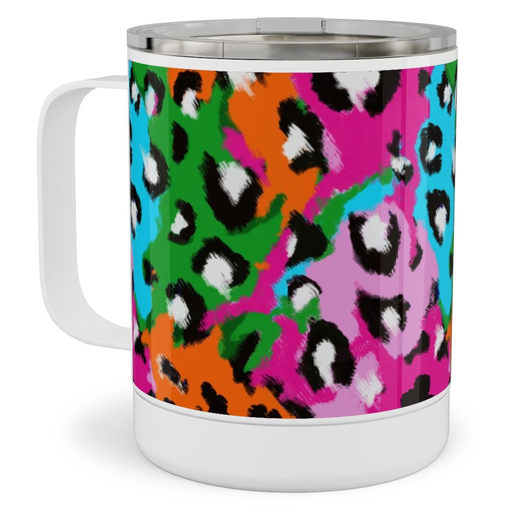 Leopard Print - Multi Stainless Steel Mug, 10oz, Multicolor