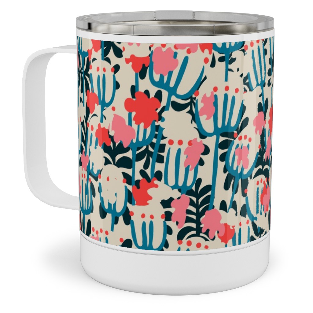 Bazaar Cosmic Blossom - Multi Stainless Steel Mug, 10oz, Pink, Bright Pink