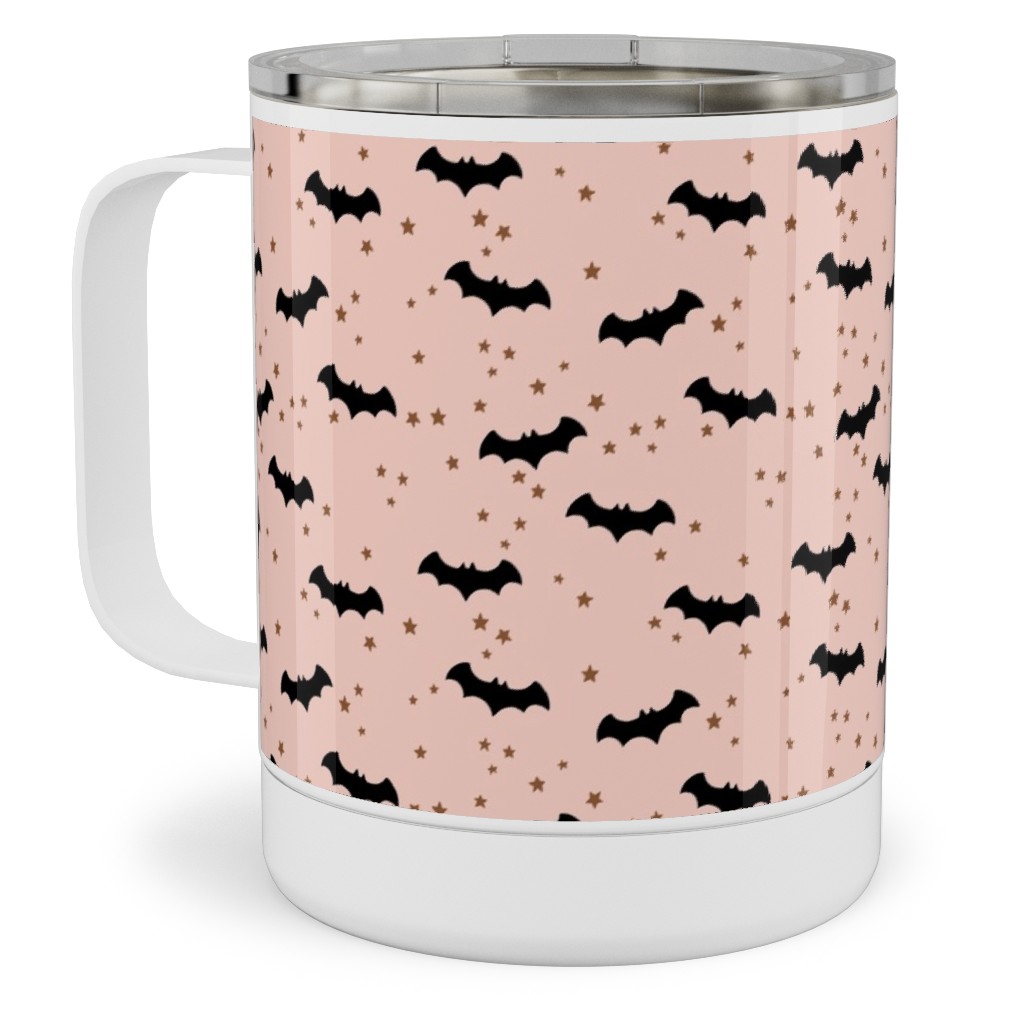 Twinkle Bats - Pink Stainless Steel Mug, 10oz, Pink, Bright Pink
