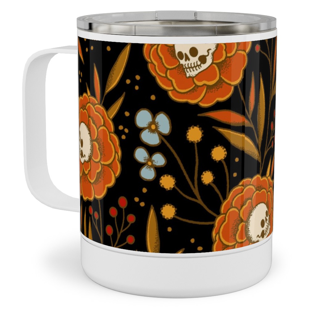 Halloween Floral - Multi Stainless Steel Mug, 10oz, Multicolor