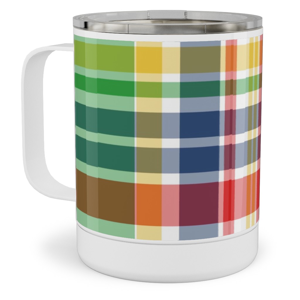 Plaid - Multi Bright Stainless Steel Mug, 10oz, Multicolor