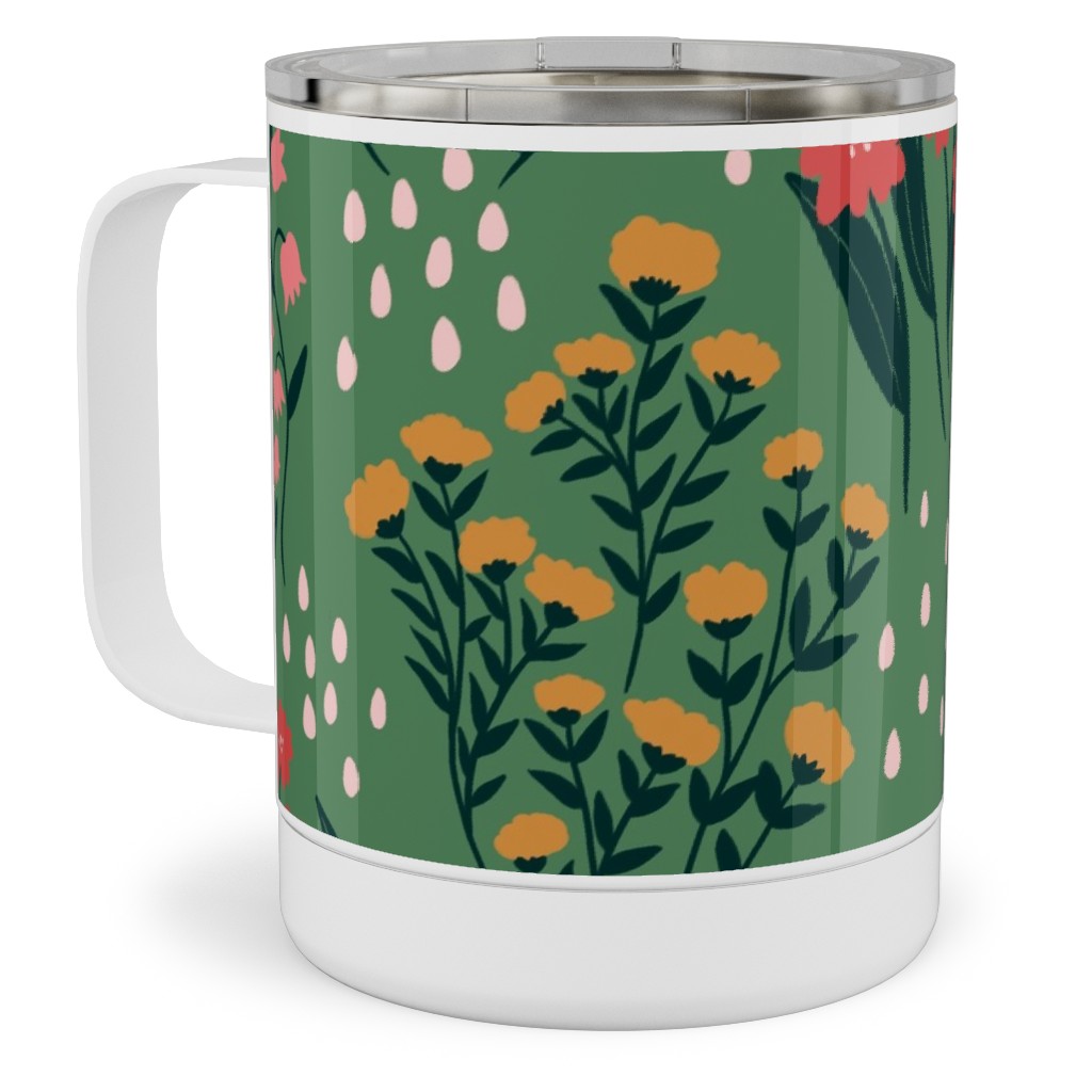 Flowerbed Stainless Steel Mug, 10oz, Green, Classic Green