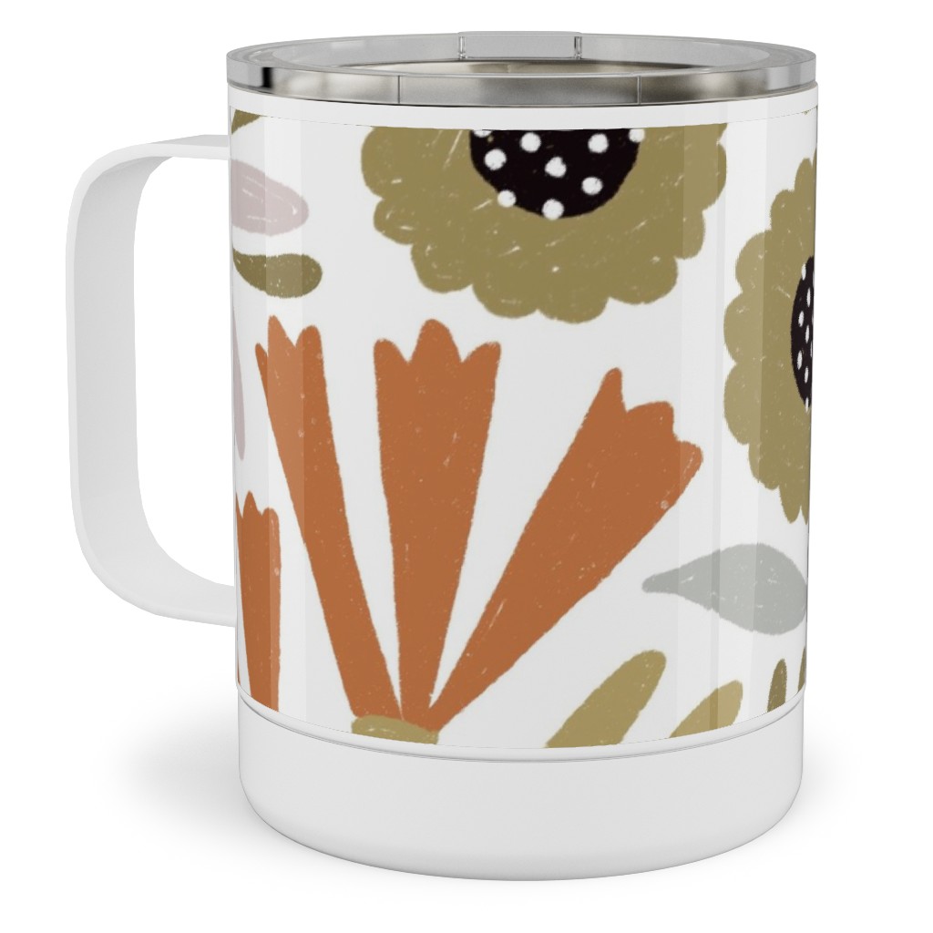 Adeline Floral - Muted Multi Stainless Steel Mug, 10oz, Multicolor