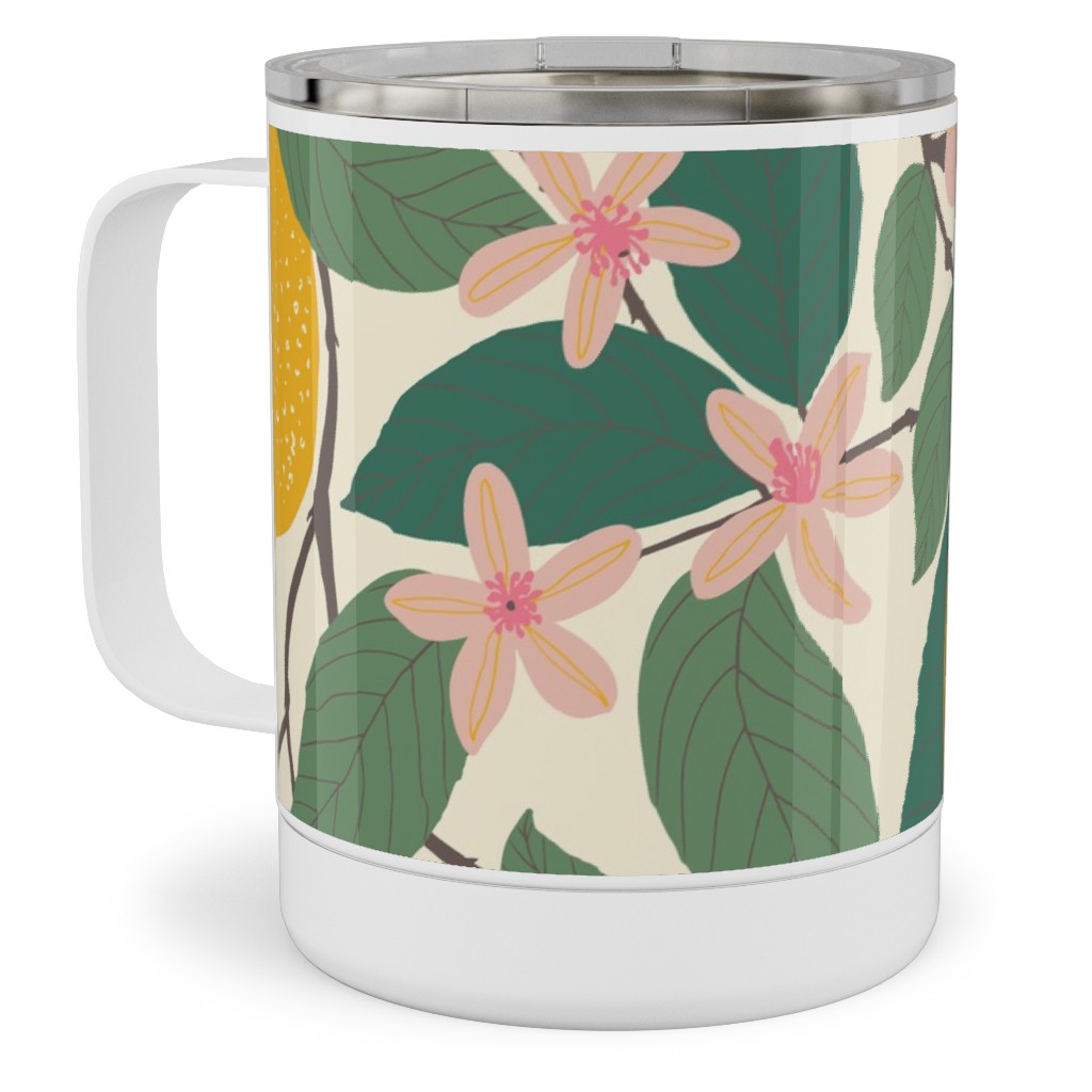 Lemon Tree - Yellow Stainless Steel Mug, 10oz, Yellow, Classic Yellow