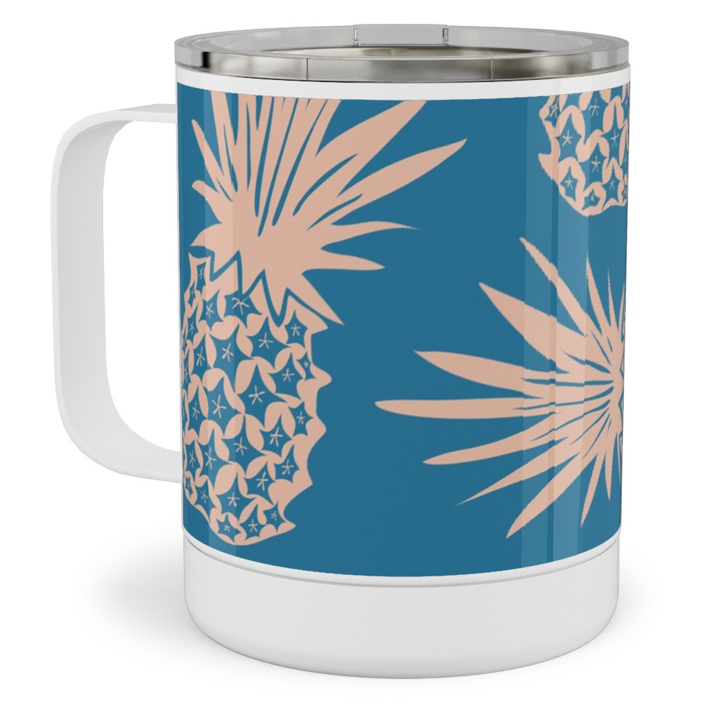 Pineapples Stainless Steel Mug, 10oz, Blue