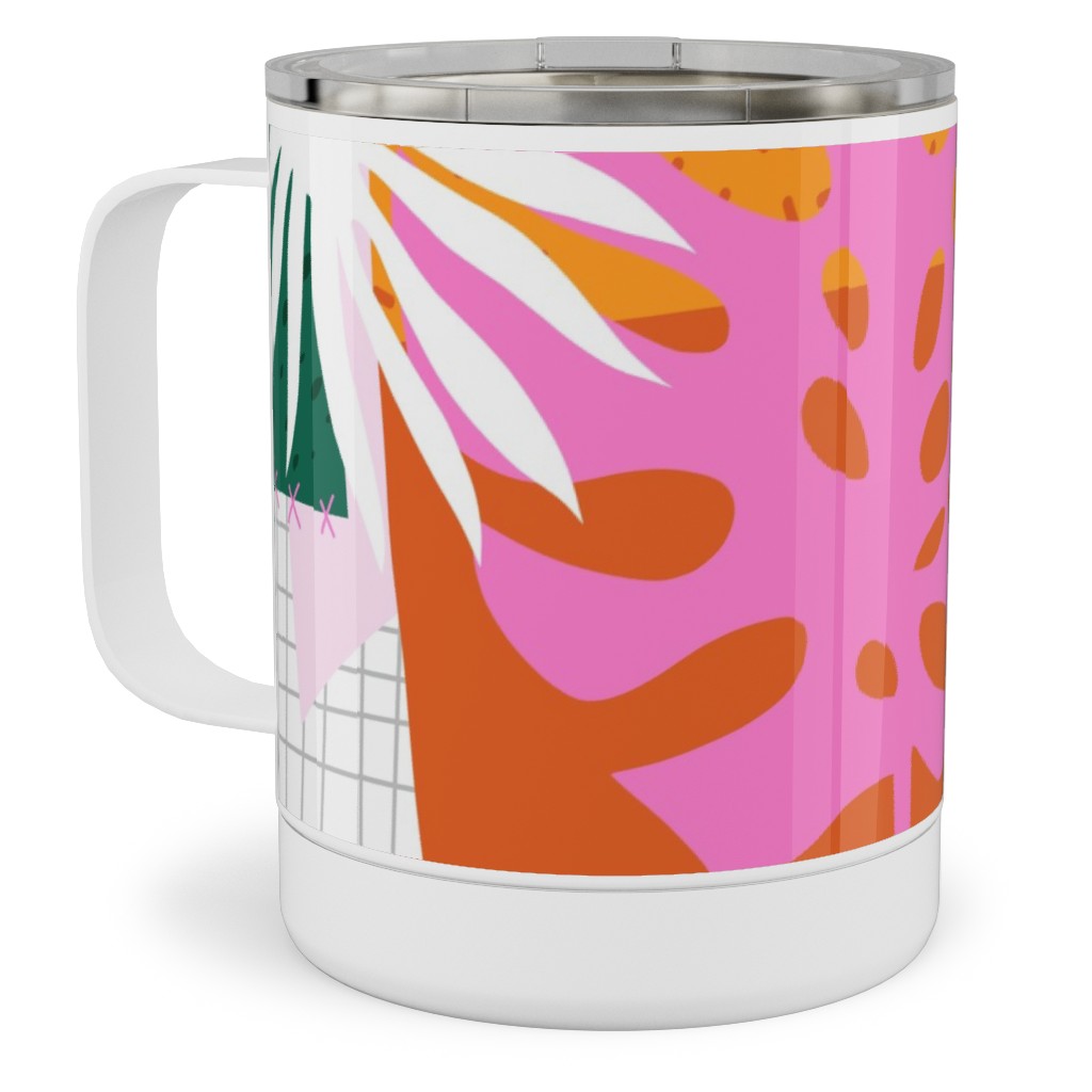 Palm Leaves Patchwork Summer Collage - Multi Stainless Steel Mug, 10oz, Multicolor