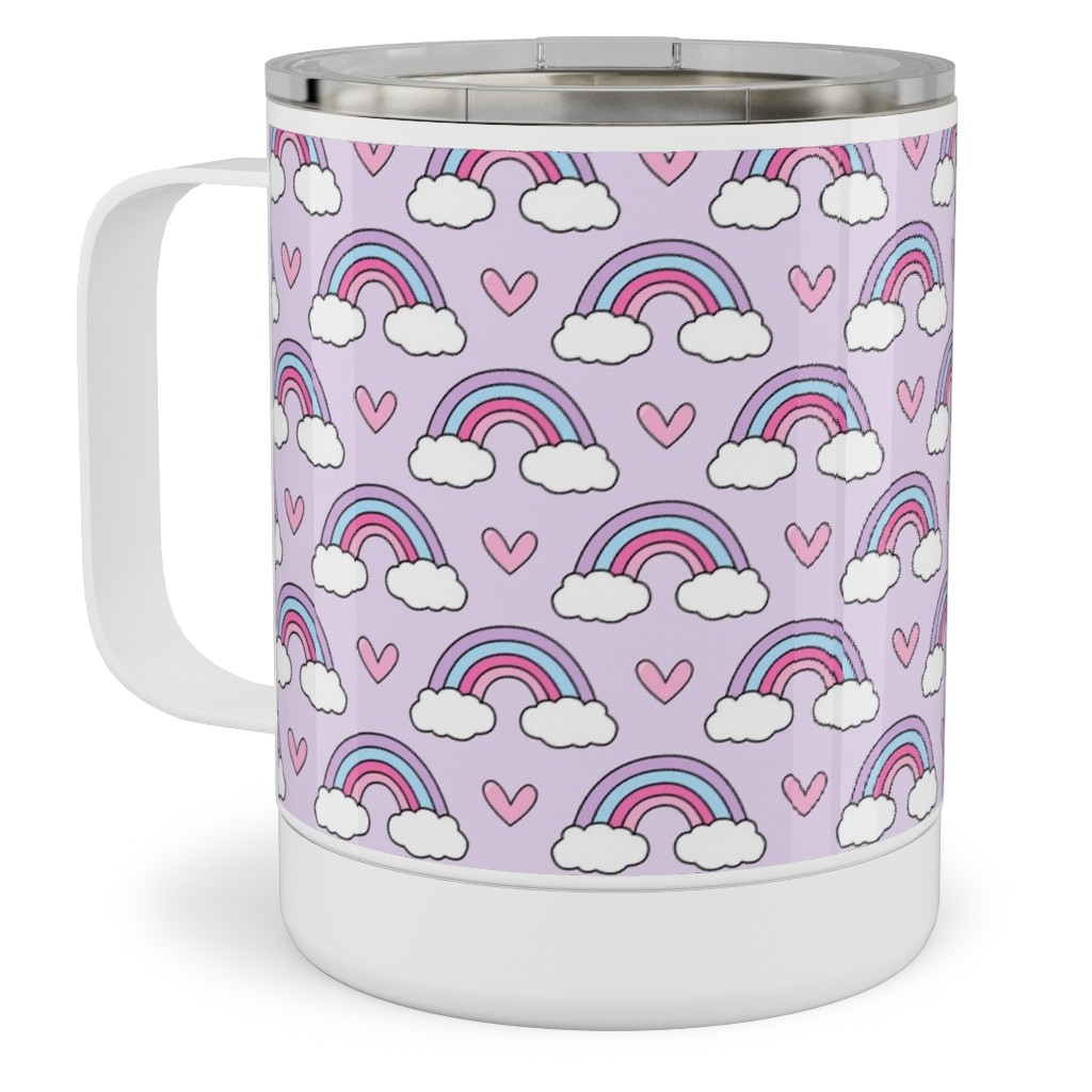 Rainbow Seamless - Purple Stainless Steel Mug, 10oz, Purple