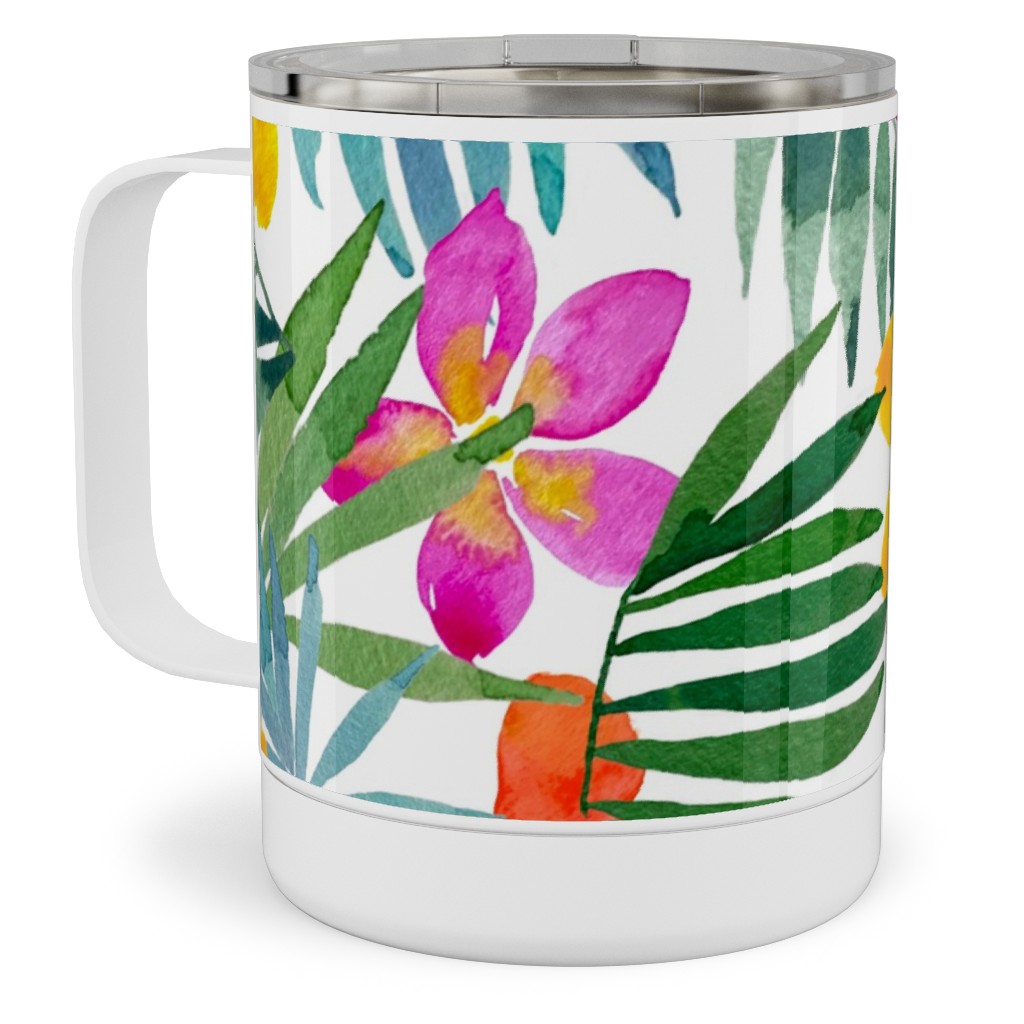 Watercolor Tropical Vibes - Multi Stainless Steel Mug, 10oz, Multicolor