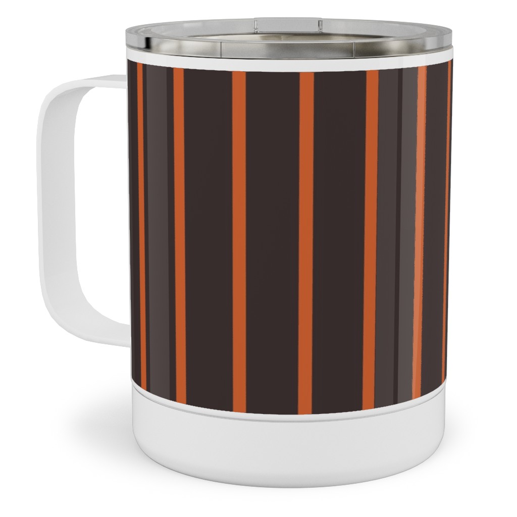 Halloween Stripes Stainless Steel Mug, 10oz, Black, Brown