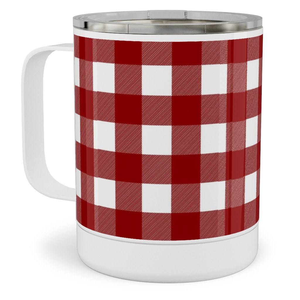 Traditional Red Buffalo Plaid Stainless Steel Mug, 10oz, Red