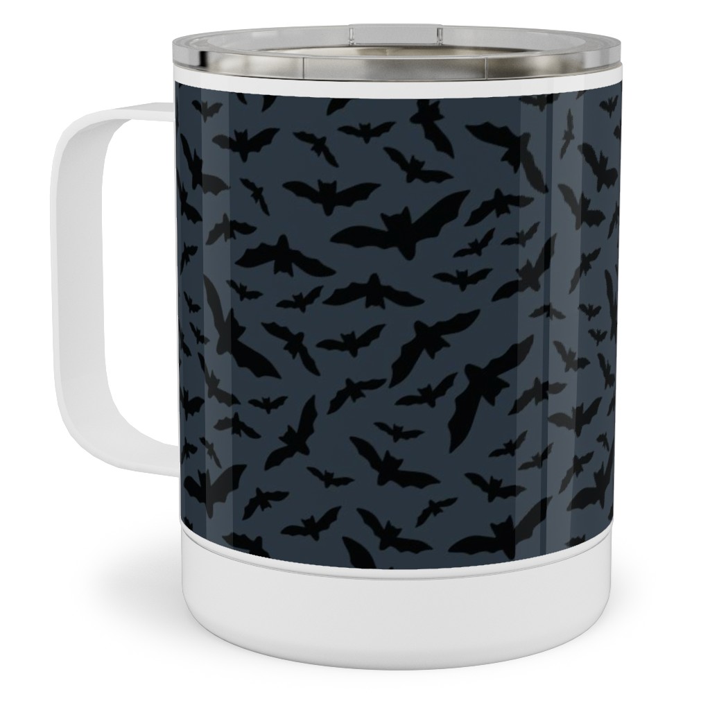 Halloween Black Bats Stainless Steel Mug, 10oz, Black, Charcoal