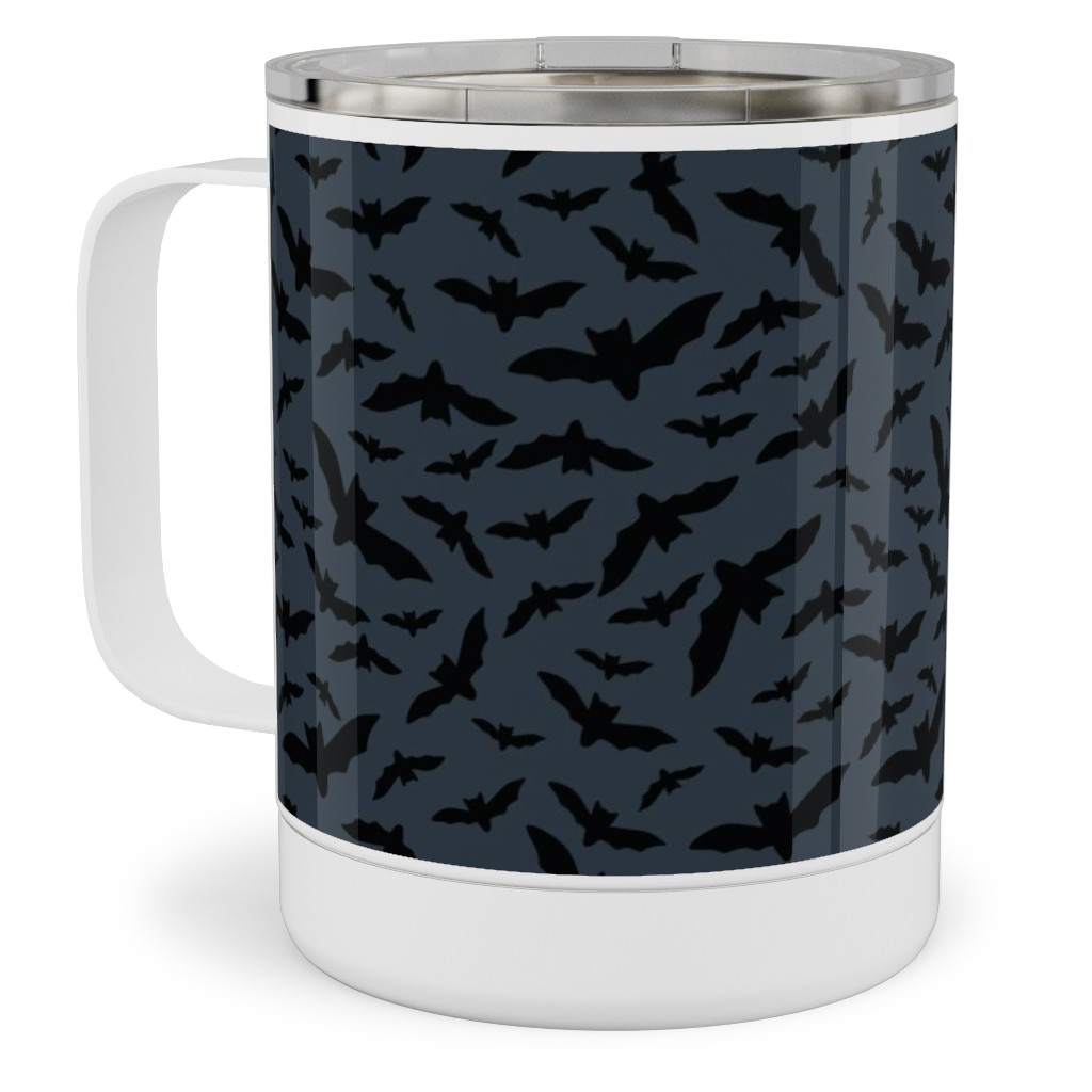 Halloween Black Bats Stainless Steel Mug, 10oz, Black