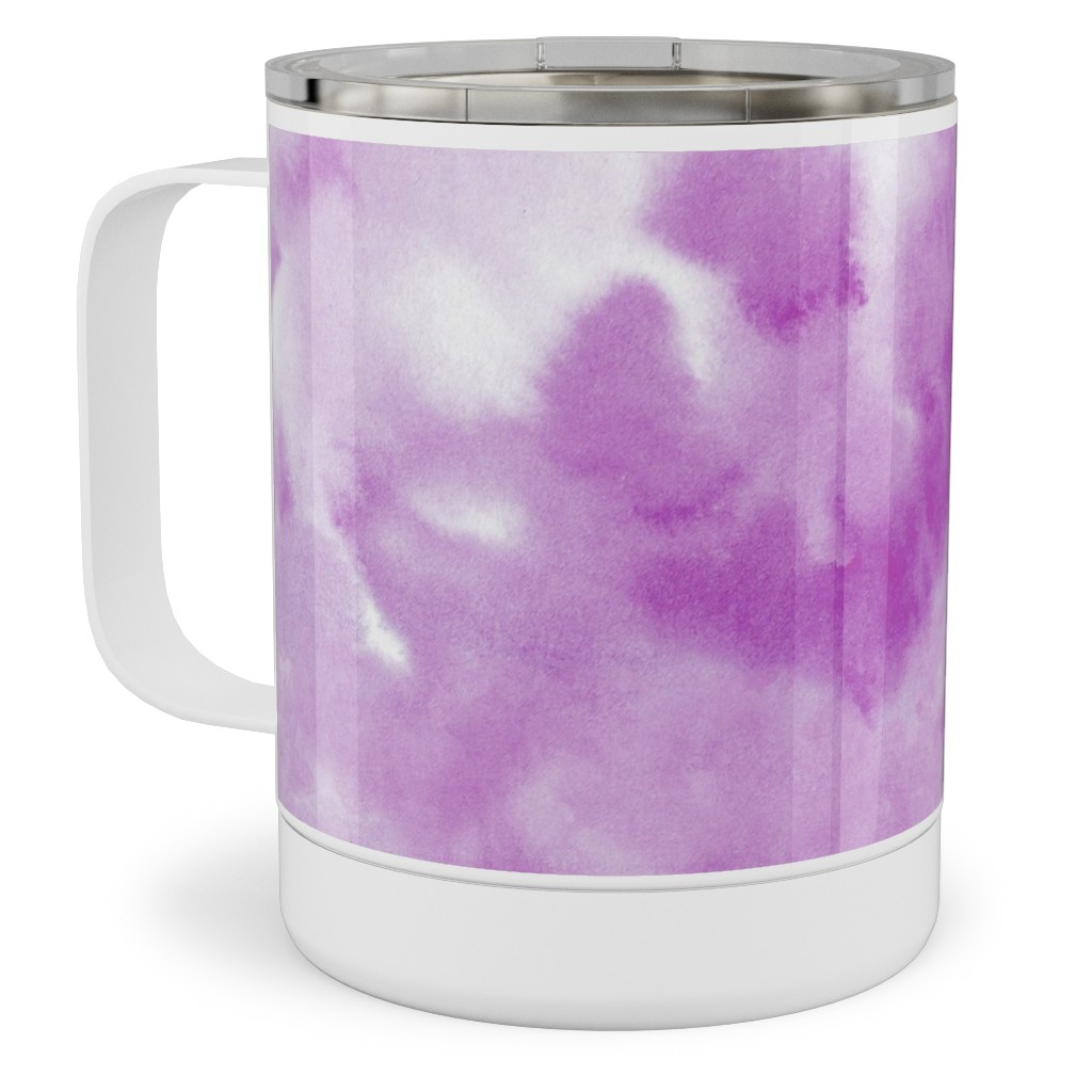 Watercolor Texture - Purple Stainless Steel Mug, 10oz, Purple