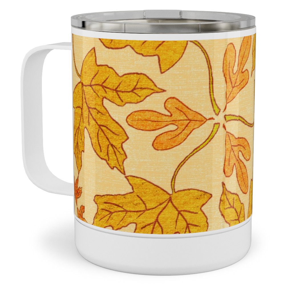 Autumn Leaf Kaleidoscope Stainless Steel Mug, 10oz, Orange, Orange