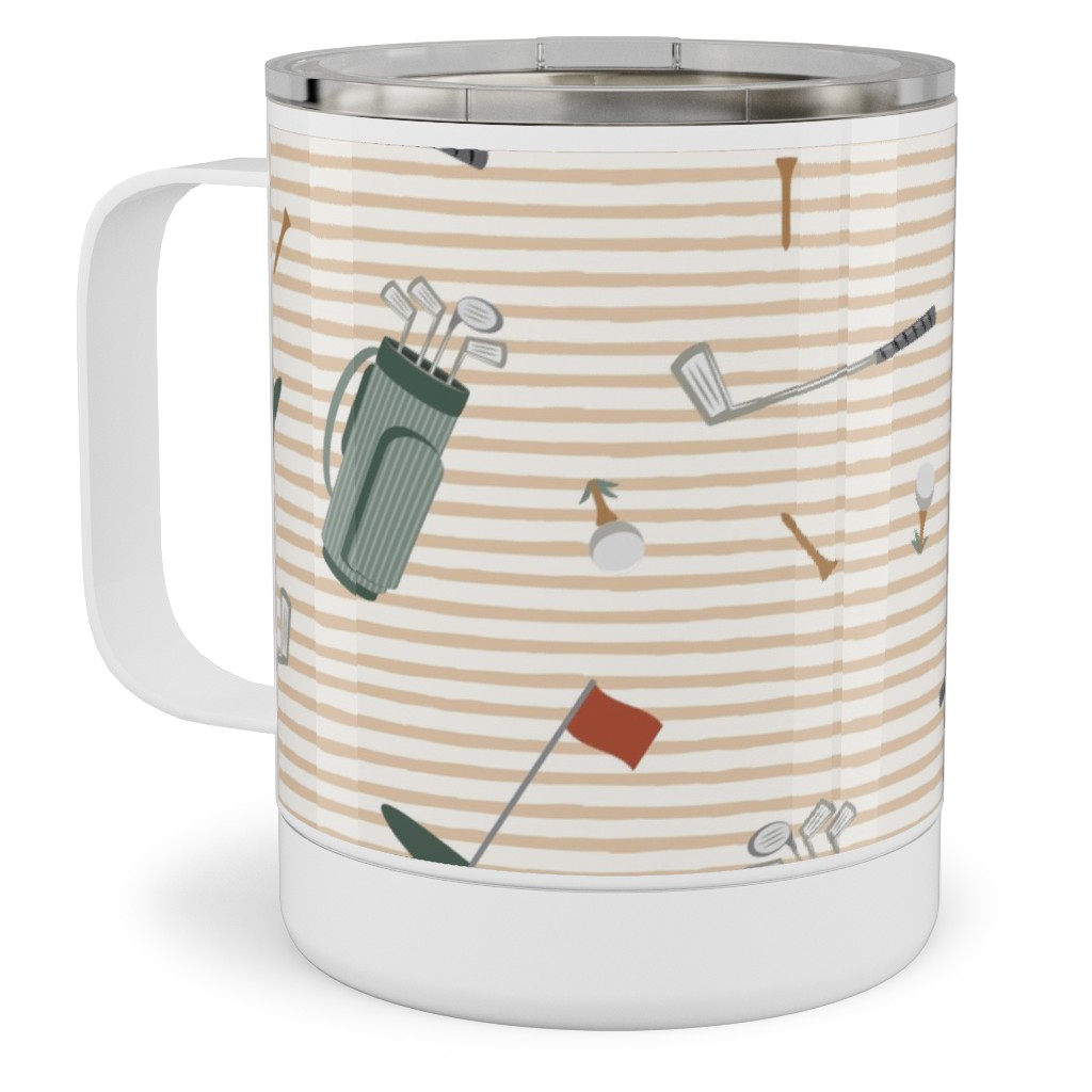 Tee Time - Neutral Stainless Steel Mug, 10oz, Beige, Pearl