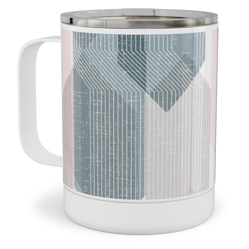 Deco Mod Hex Reflections - Sorbet Stainless Steel Mug, 10oz, Gray, Gray