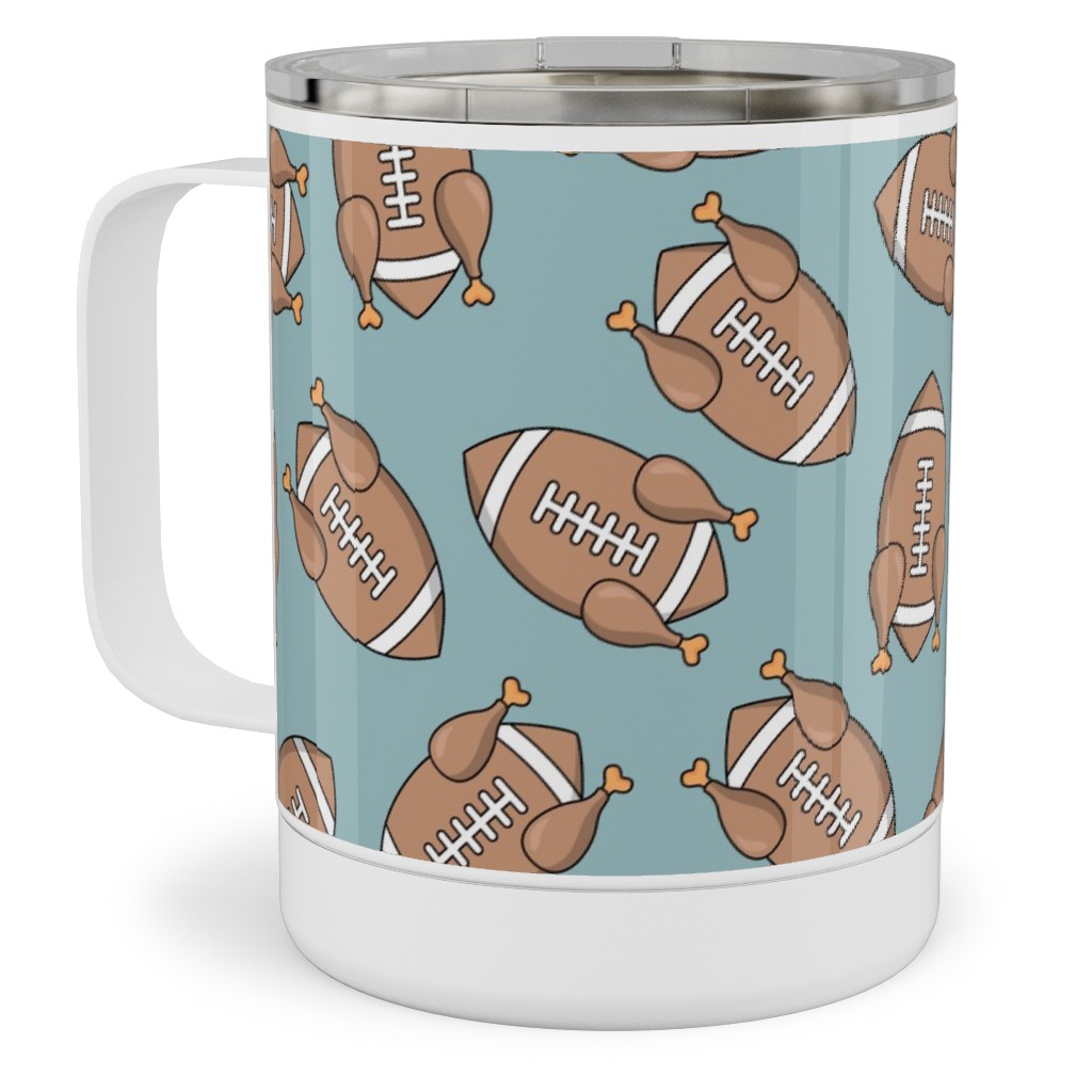 Turkey Football Stainless Steel Mug, 10oz, Blue