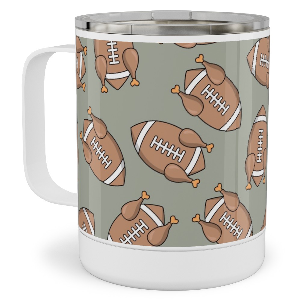 Turkey Football Stainless Steel Mug, 10oz, Beige