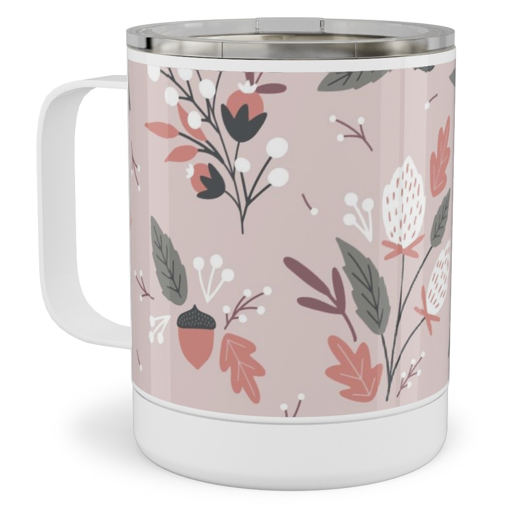 Fall Foliage - Pink Stainless Steel Mug, 10oz, Pink