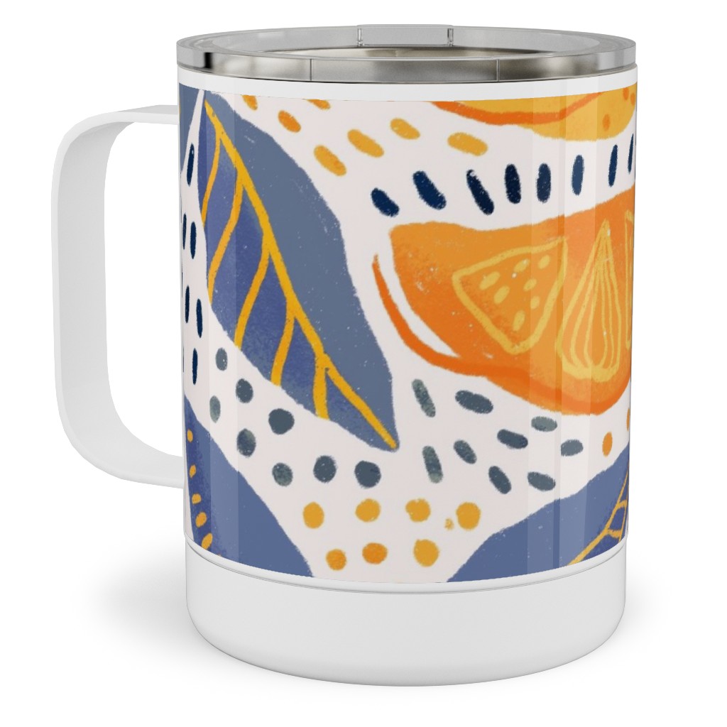 Give Me Those Lemons - Blue and Yellow Stainless Steel Mug, 10oz, Yellow, Classic Yellow