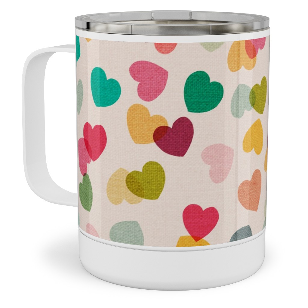 Heart Confetti - Pink Multi Stainless Steel Mug, 10oz, Multicolor