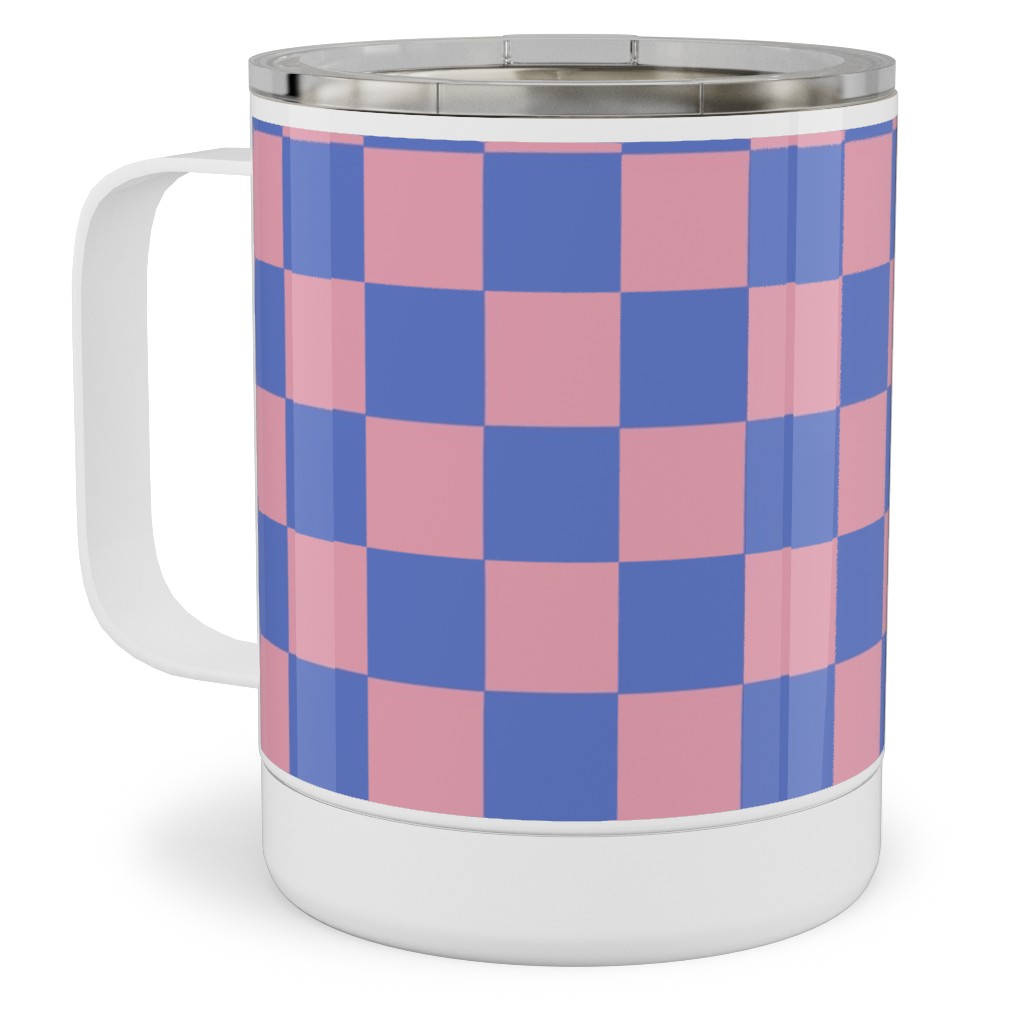 Fun Checkers - Pink and Purple Stainless Steel Mug, 10oz, Pink