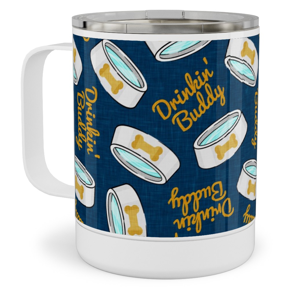 Drinkin' Buddy - Dog - Blue Stainless Steel Mug, 10oz, Blue, True Blue