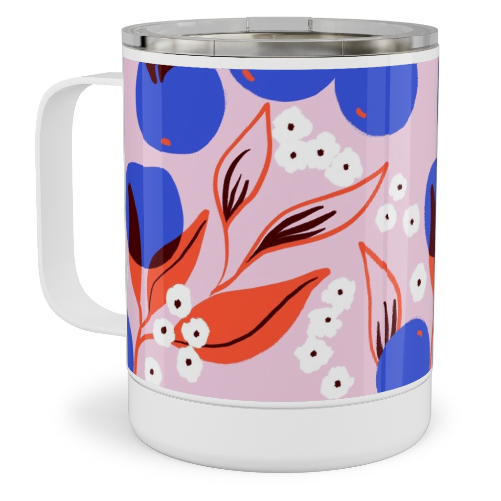 Abstract Fruits and Flowers - Multi Stainless Steel Mug, 10oz, Multicolor