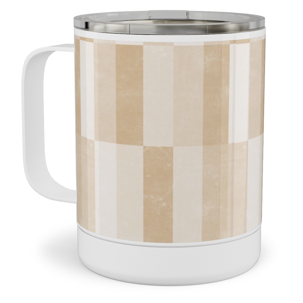 Cosmo Tile - Golden Stainless Steel Mug, 10oz, Beige, Pearl