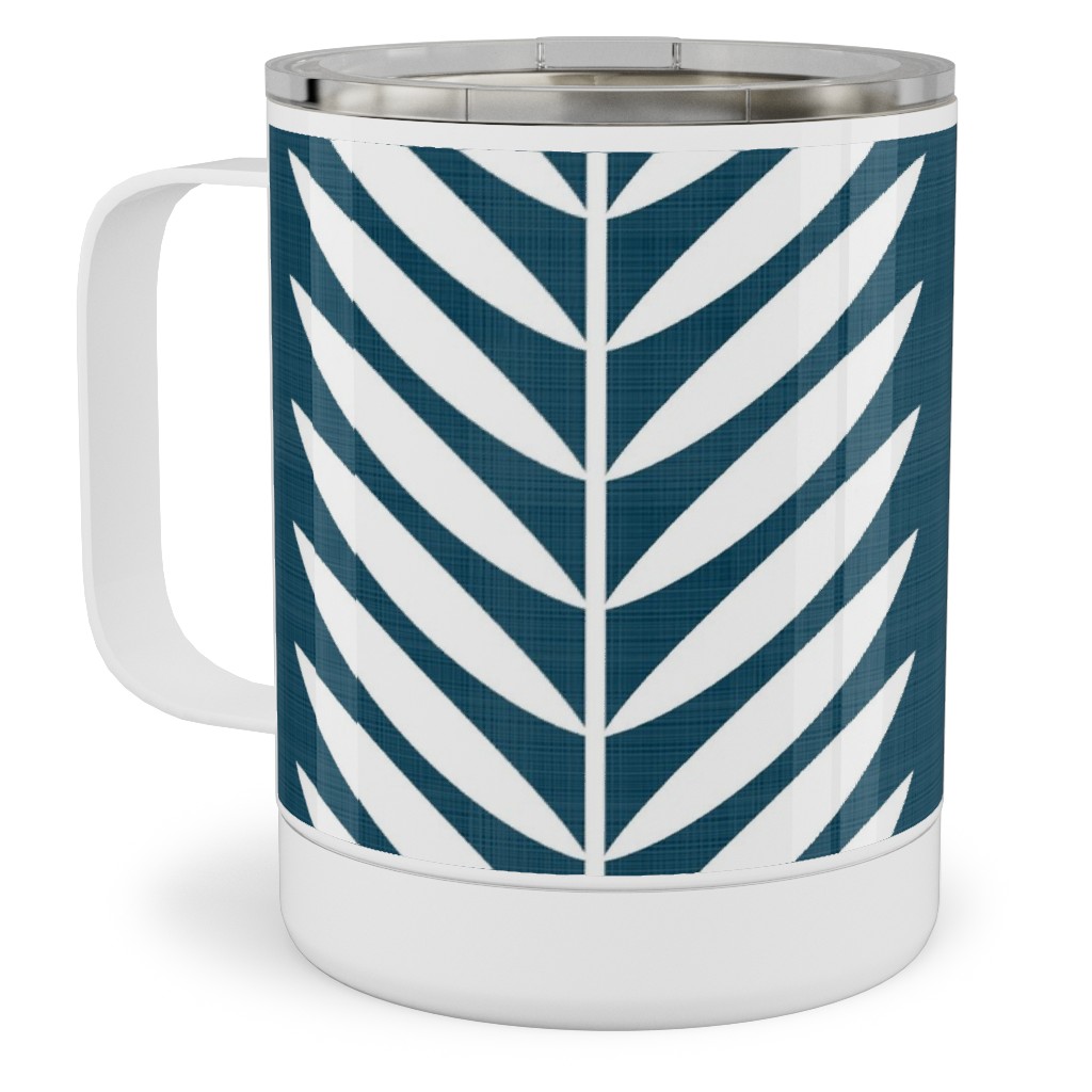 Laurel Leaf Stripe Stainless Steel Mug, 10oz, Blue