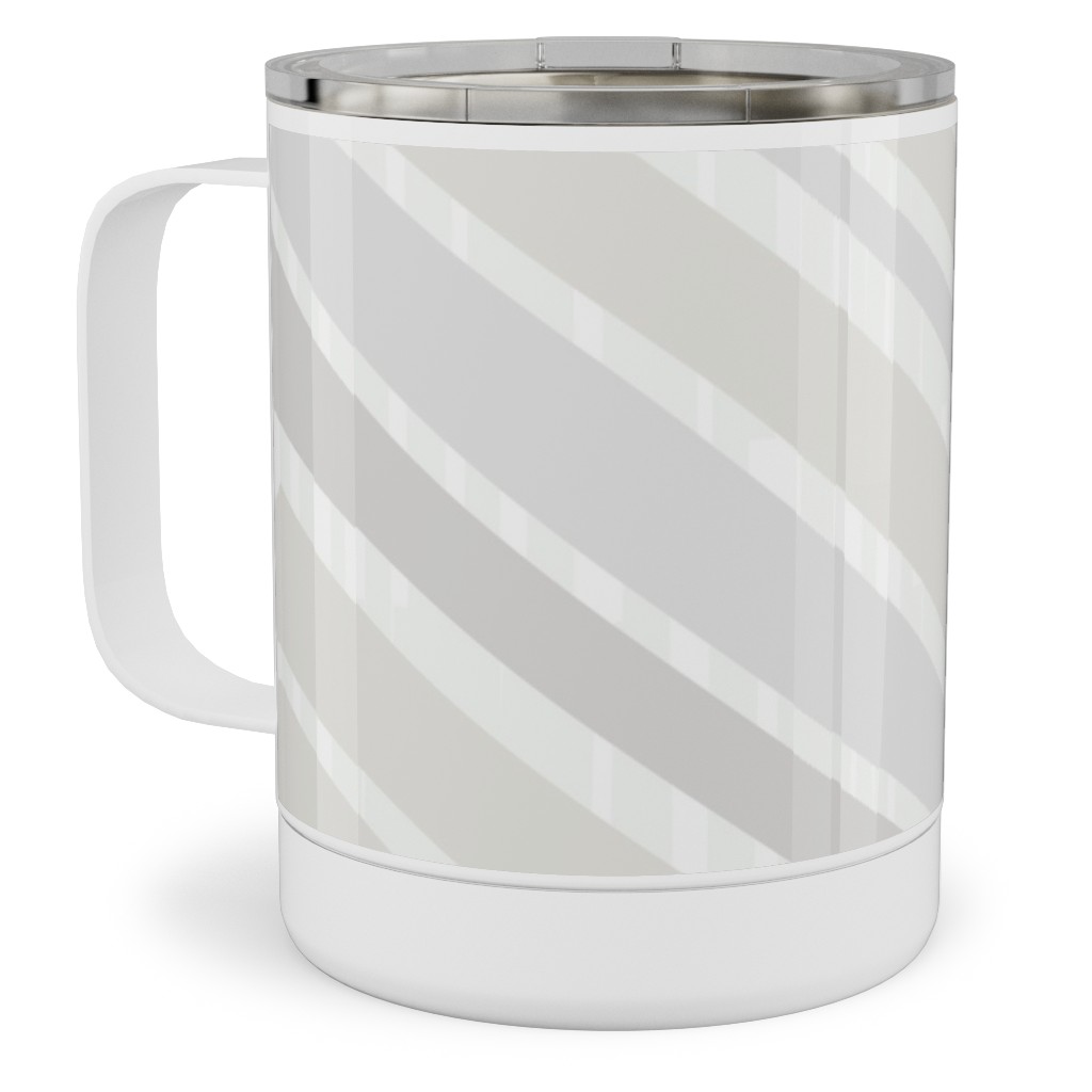 Herringbone Hues Stainless Steel Mug, 10oz, Gray, Silver Lining