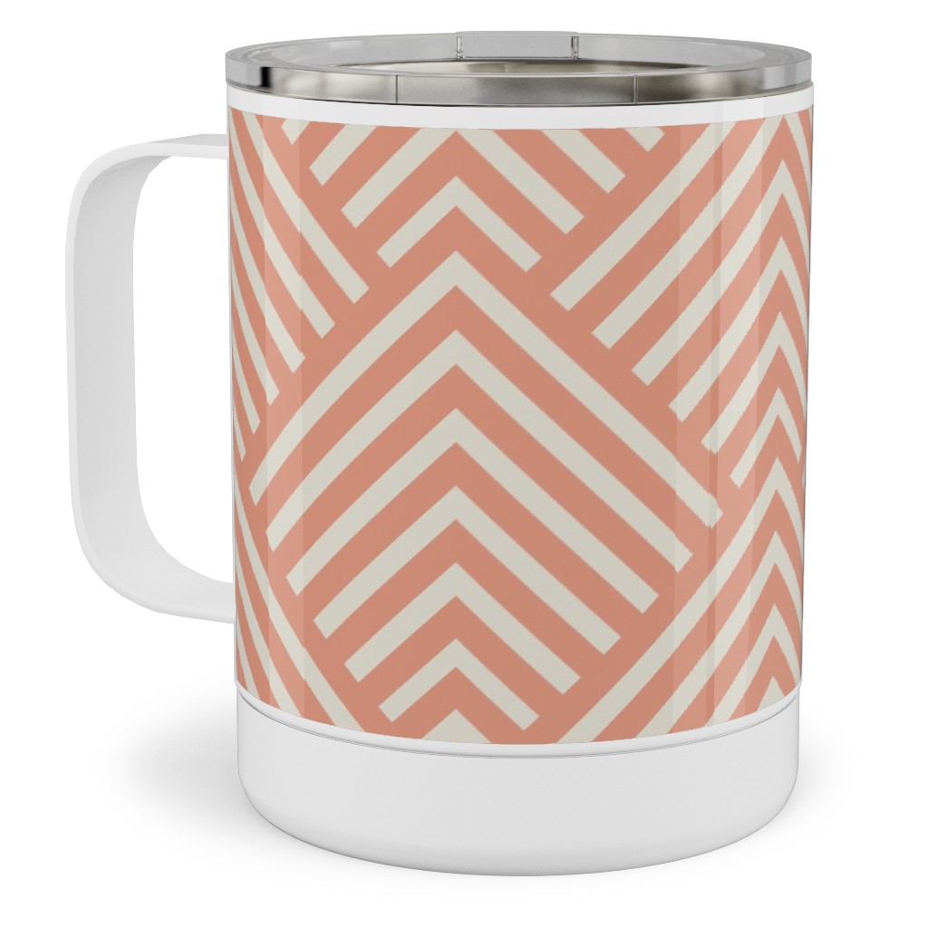 Mod Triangles - Blush Stainless Steel Mug, 10oz, Pink, Bright Pink