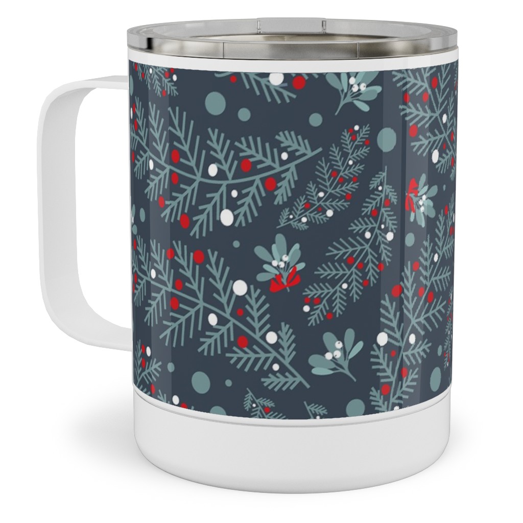 Nutcracker Pines on Blue Stainless Steel Mug, 10oz, Blue, True Blue